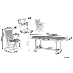 Beliani Garden Dining Set 8 Seater Maui Multicolour Acacia Wood With Cushions - thumbnail 3