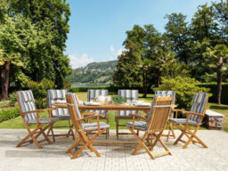 Beliani Garden Dining Set 8 Seater Maui Multicolour Acacia Wood With Cushions - thumbnail 2