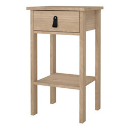 Wyld Haus Wildberry Natural Oak Bedside Table With 1 Drawer And Leather Strap Handle - thumbnail 2