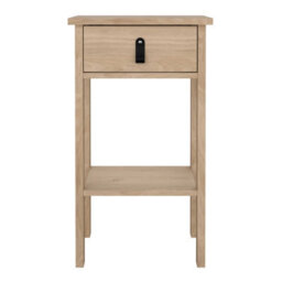 Wyld Haus Wildberry Natural Oak Bedside Table With 1 Drawer And Leather Strap Handle - thumbnail 6