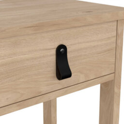 Wyld Haus Wildberry Natural Oak Bedside Table With 1 Drawer And Leather Strap Handle - thumbnail 4