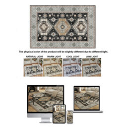Decoranddecor Area Rugs, Living Room Rugs, Washable Rugs, 160X230Cm, Non-Slip, Pet Friendly, Low Pile, Traditional Rug - Duskra - thumbnail 9