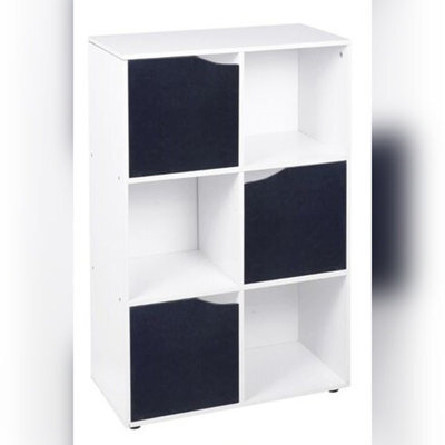 Urbn-Living White, Black - 6-Cube Shelving Unit With Wooden Doors - image 1