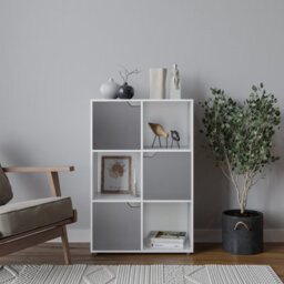 Urbn-Living White, Black - 6-Cube Shelving Unit With Wooden Doors - thumbnail 9