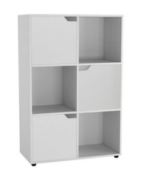 Urbn-Living White, Black - 6-Cube Shelving Unit With Wooden Doors - thumbnail 5
