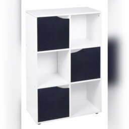 Urbn-Living White, Black - 6-Cube Shelving Unit With Wooden Doors - thumbnail 1