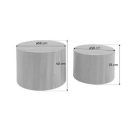Sweeek - Set Of 2 Round Nesting Coffee Tables Wood Effect Sylva Walnut 58X58X40 Cm - thumbnail 6