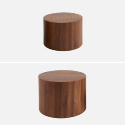 Sweeek - Set Of 2 Round Nesting Coffee Tables Wood Effect Sylva Walnut 58X58X40 Cm - thumbnail 2