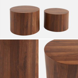 Sweeek - Set Of 2 Round Nesting Coffee Tables Wood Effect Sylva Walnut 58X58X40 Cm - thumbnail 3
