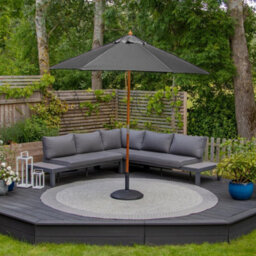 Kratos 2.5M Wooden Parasol In Grey