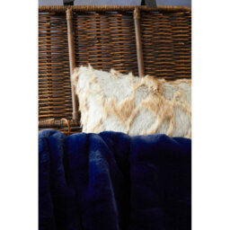Orsina Grey And Natural Faux Fur Square Cushion, Luxe Ombre Design With Feather Filler, Soft Faux-Suede Reverse - thumbnail 8