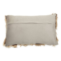 Orsina Grey And Natural Faux Fur Square Cushion, Luxe Ombre Design With Feather Filler, Soft Faux-Suede Reverse - thumbnail 3