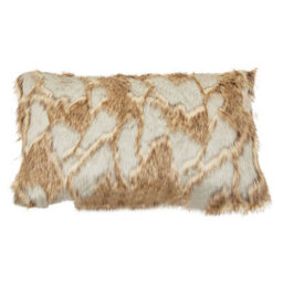 Orsina Grey And Natural Faux Fur Square Cushion, Luxe Ombre Design With Feather Filler, Soft Faux-Suede Reverse - thumbnail 2