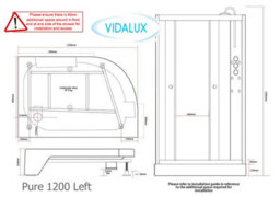 Vidalux Pure 1200 Left 1200 X 800 Shower Cabin-Black - thumbnail 8