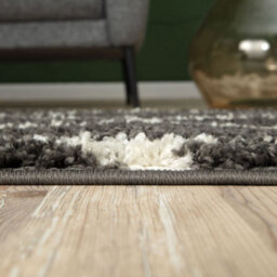 The Rugs Moroccan Shaggy Rugs And Runners Soft Fluffy Diamond Design High Pile Dark Grey And Ivory Living Room Kitchen Hallway 540 - thumbnail 6