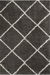 The Rugs Moroccan Shaggy Rugs And Runners Soft Fluffy Diamond Design High Pile Dark Grey And Ivory Living Room Kitchen Hallway 540 - thumbnail 2