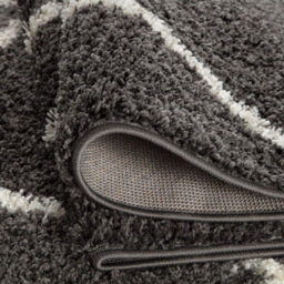 The Rugs Moroccan Shaggy Rugs And Runners Soft Fluffy Diamond Design High Pile Dark Grey And Ivory Living Room Kitchen Hallway 540 - thumbnail 4