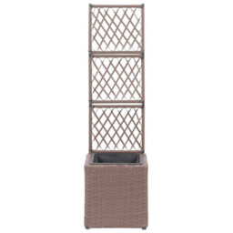 Berkfield Trellis Raised Bed With 1 Pot 30X30X107 Cm Poly Rattan Brown - thumbnail 2