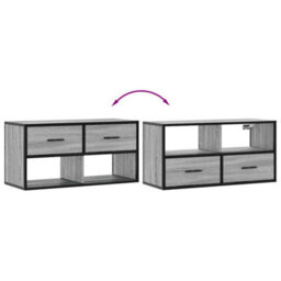 Berkfield Tv Cabinet Grey Sonoma 80X31X39.5 Cm Engineered Wood And Metal - thumbnail 7