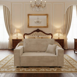 Viva Star Ii 2 Seater Sofa Bed 152 Cm Sleeping Function Storage Cream Poso Fabric Modern Living Room - thumbnail 1