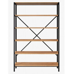 Ralph Industrial Style Bookcase Black With White Gloss - thumbnail 3