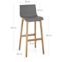 Atlantic Drift Charcoal Bar Stool & Oak Legs - thumbnail 6