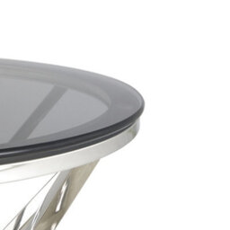 Comfy Living Round Geometric Design Gold Metal Side Table With Tinted Glass Tempered Top - thumbnail 6