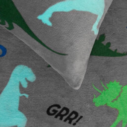 OHS Dino Fleece Duvet Cover Set Grey Bedding Quilt Warm Thermal Soft Kids - Junior - thumbnail 4