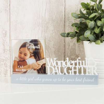 "Celebrations Sentiment Word Block Photo Frame 4X4"" - Wonderful Daughter" - image 1