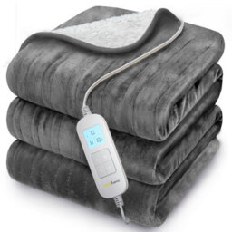 Cosi Home Double Fleece & Sherpa Electric Heated Throw - Grey - thumbnail 3