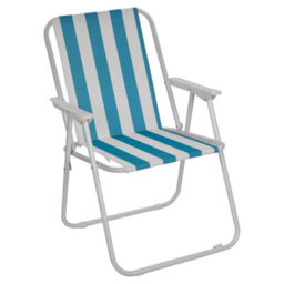Urbn-Living Urbnliving 2Pcs White & Blue Stripes Folding Deck Chairs With Garden Table Outdoor Patio Dining Furniture Set - thumbnail 5