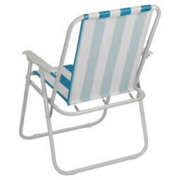 Urbn-Living Urbnliving 2Pcs White & Blue Stripes Folding Deck Chairs With Garden Table Outdoor Patio Dining Furniture Set - thumbnail 4