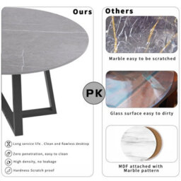 Fativo 2Pcs Round Nesting Coffee Sintered Stone Marble Table Grey End Side Tables Furniture Cross Legs 80Cm & 45Cm - thumbnail 3