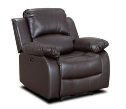 Electric Recliner Chair In Faux Leather Brown - thumbnail 4