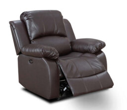 Electric Recliner Chair In Faux Leather Brown - thumbnail 2