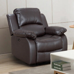Electric Recliner Chair In Faux Leather Brown