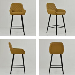 Lakeland Furniture Carson Light Tan Brown Faux Leather Black Fixed Leg Base Bar Stool - thumbnail 2