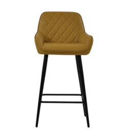 Lakeland Furniture Carson Light Tan Brown Faux Leather Black Fixed Leg Base Bar Stool - thumbnail 1