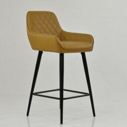 Lakeland Furniture Carson Light Tan Brown Faux Leather Black Fixed Leg Base Bar Stool - thumbnail 4