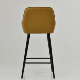 Lakeland Furniture Carson Light Tan Brown Faux Leather Black Fixed Leg Base Bar Stool - thumbnail 6
