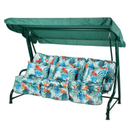 Alfresia Roma 3-Seater Swing Seat Green Frame With Classic Blue Tropical Cushion