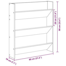 Vidaxl Wall Shoe Cabinet White 80X18X90 Cm Engineered Wood - thumbnail 3
