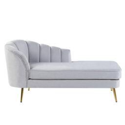 Beliani Left-Hand Chaise Longue Allier Velvet Light Grey - thumbnail 1