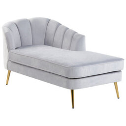 Beliani Left-Hand Chaise Longue Allier Velvet Light Grey - thumbnail 5