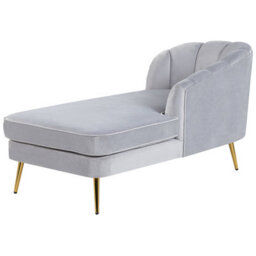 Beliani Left-Hand Chaise Longue Allier Velvet Light Grey - thumbnail 6
