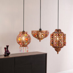 Valuelights Leyla Large Moroccan Bazaar Style Bronze Lantern Easy Fit Ceiling Light Shade With Multi Coloured Jewels (D)30Cm - thumbnail 6