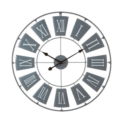 Orsina Grey Metal Large Wall Clock, 90Cm Round Clock With Weathered Plates, Silent Wall Clock With Metal Frame - image 1