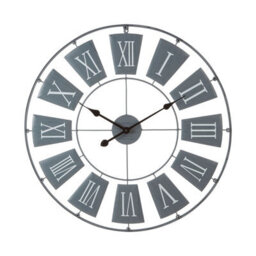 Orsina Grey Metal Large Wall Clock, 90Cm Round Clock With Weathered Plates, Silent Wall Clock With Metal Frame