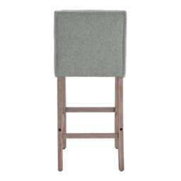 Living And Home Bar Stool Set Of 2 Grey Linen Upholstered Bar Stools Chairs With Rubberwood Legs - thumbnail 4