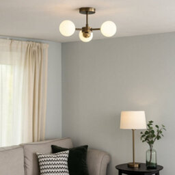 Pagazzi Lighting Pagazzi Lior 3-Light Antique Brass Semi-Flush Ceiling Light - thumbnail 1